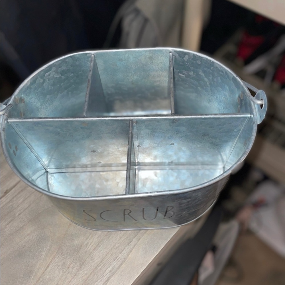 NWT Rae Dunn Galvanized Metal Caddy with Handle - Picture 5 of 6